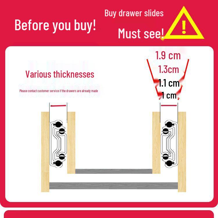 Silent Extra Thick Stainless Steel Drawer Slides with Rebound Damping