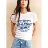 New Fall Women's Clothing Fashion All-Match Cotton Printing Casual Minimalist round Neck Short Sleeve T-shirt 0085805