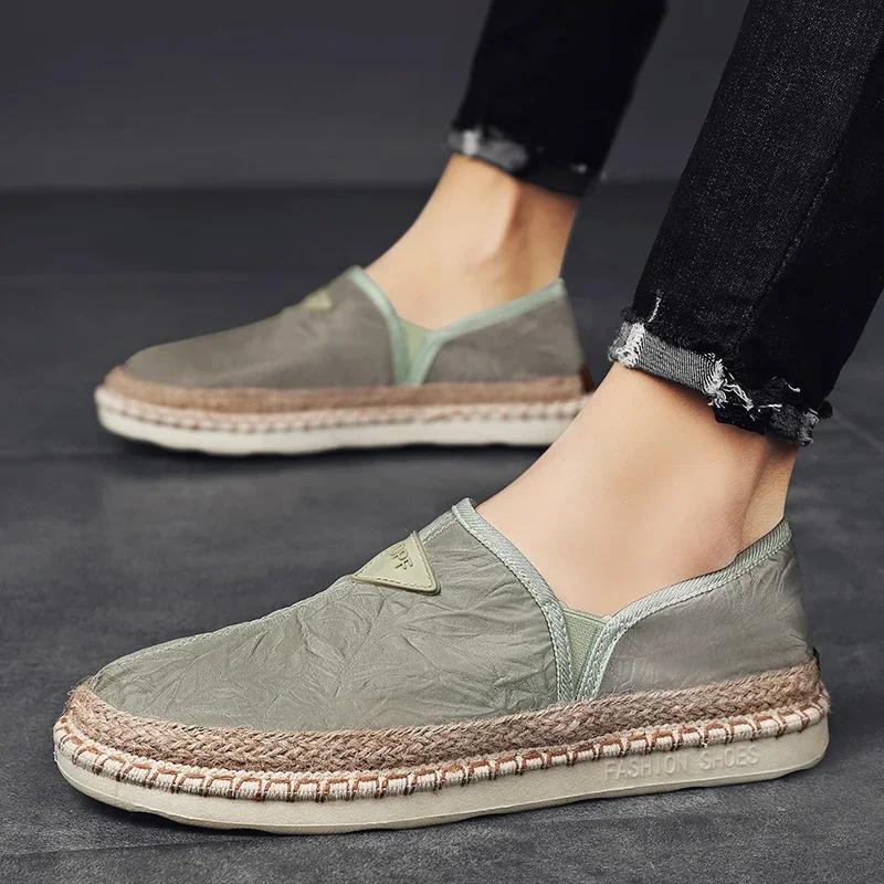 

Men s Fashion Casual Shoes Trend Sneakers Loafers Ice Silk Stretch Cloth Summer Breathable Fisherman s Shoes Lazy Shoes 2024 New 44 зелений
