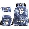 Popular Novelty Cool Bad Bunny Print 3pcs/Set Pupil School Bags Laptop Daypack Backpack Inclined Shoulder Bag Pencil Case