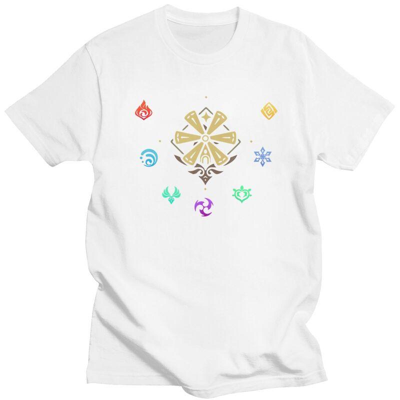 Custom Genshin Impact Elements T Shirt for Men Tshirt Tee Short Sleeve Anime Game Tshirts Slim Fit Clothing