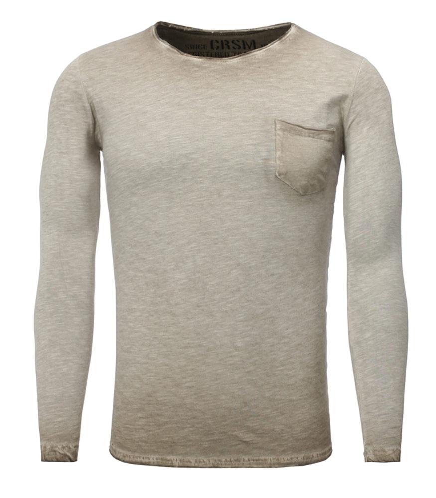 

Модная футболка с длинным рукавом 3174 бежевая футболка