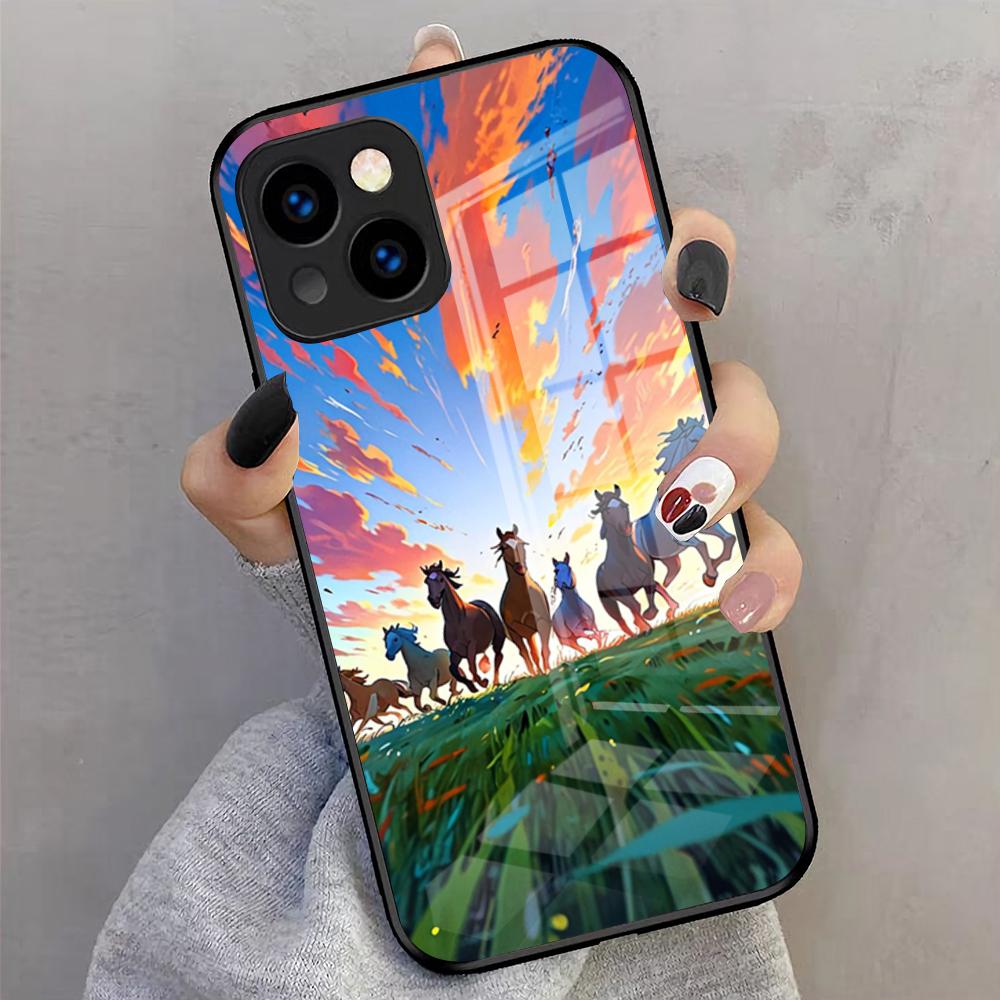 Cool Running Horse Phone Case For IPhone 17 Pro Max 16 15 14 Pro Max 13 11 X Xs Xr 8 7Plus Glass Cover