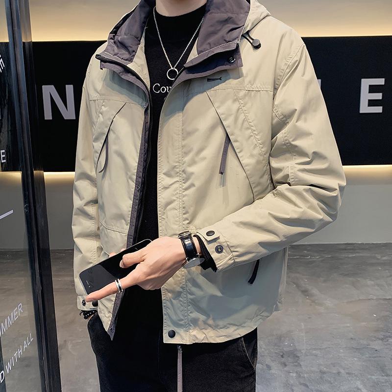 

Men s Trendy Windbreaker: Spring/Summer 2026 Casual Hooded Jacket M (recommended for up to 120 lbs) легкие хаки