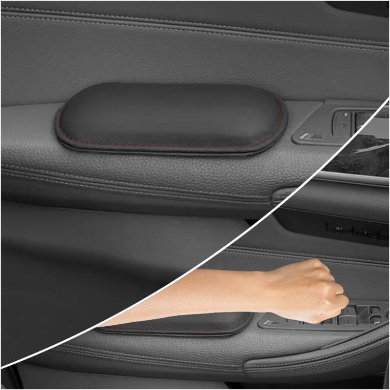 2-pack Car Door Armrest Mats, Soft Leather and Memory Foam, Protects Elbows and Knees, Universal Type.