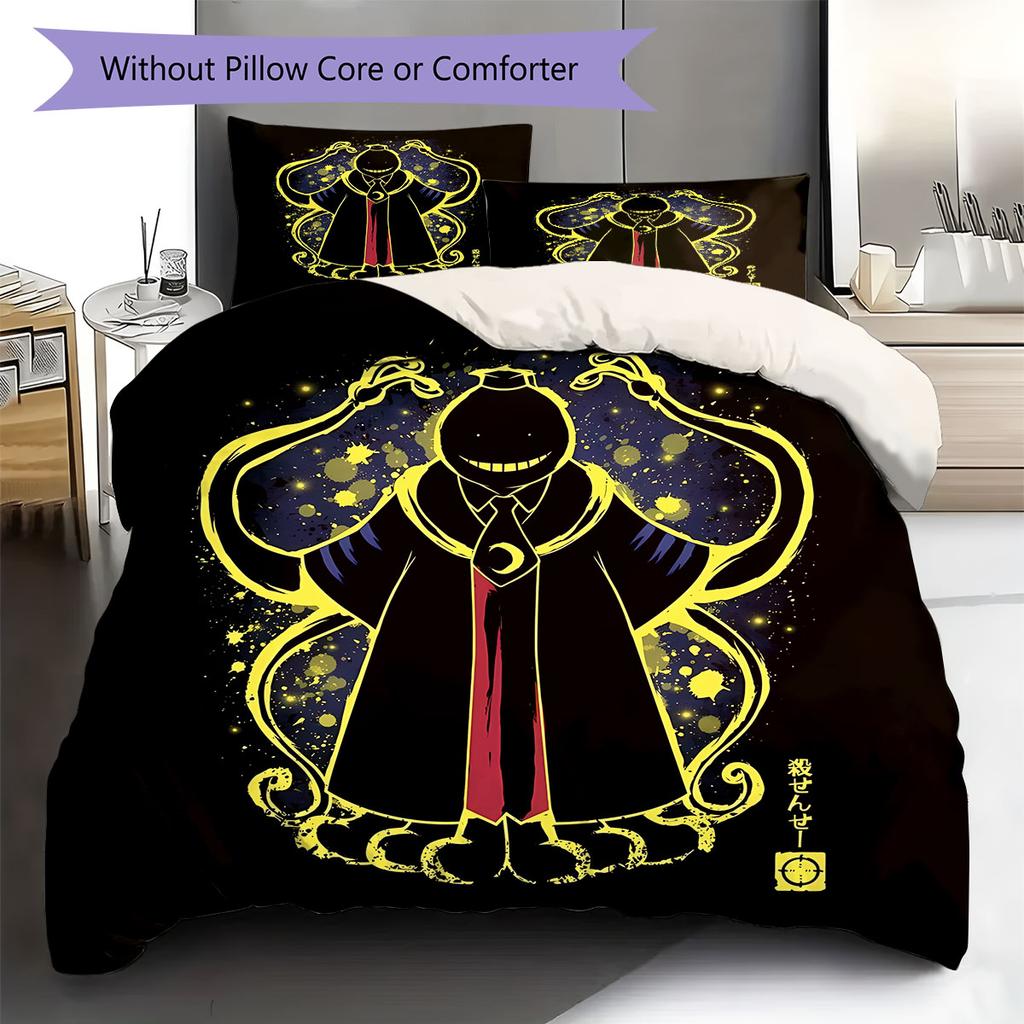 Alien Teacher Pattern Bedding Quilt Set Quilt Cover Pillowcase Home Decoration Birthday Gift (1 * Duvet Cover + 2 * Pillowcase, Without Core)