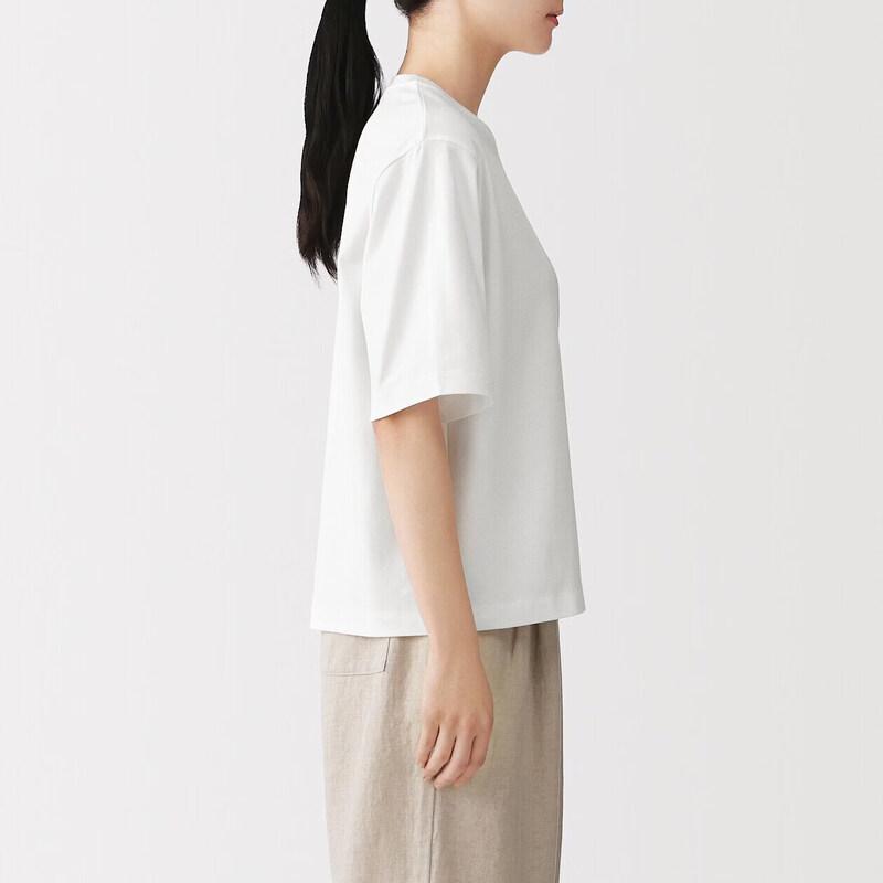 MUJI Women's Cool Touch Crew Neck Wide-Fit Short Sleeve T-shirt