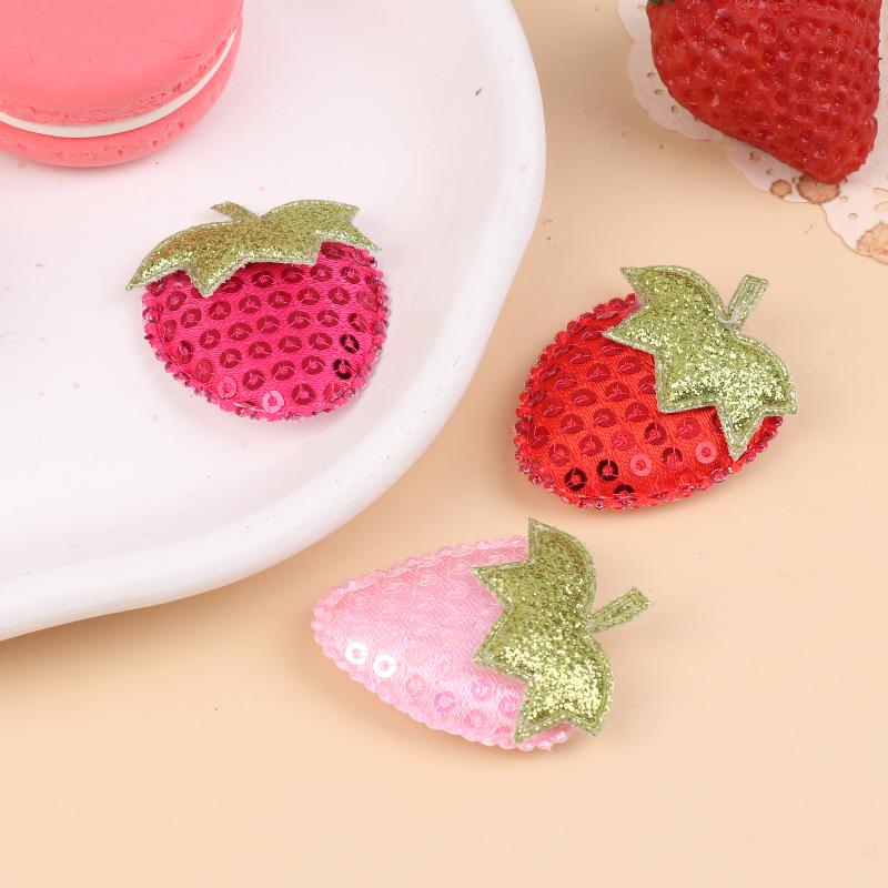 20Pcs Sequined Strawberry Patch Sewing Appliqued Sew On Clothes Decoration For Diy Hiarpin Accessories
