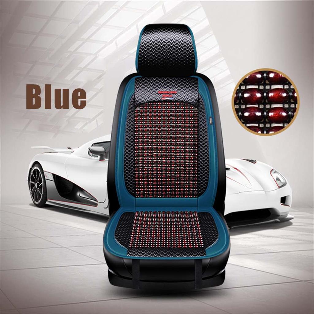 1/2x Car Seat Covers Interior Accessories Wooden Bead Seat Cushion Summer Cool Auto Seat Mat Pad PU Leather Breathable Handmade