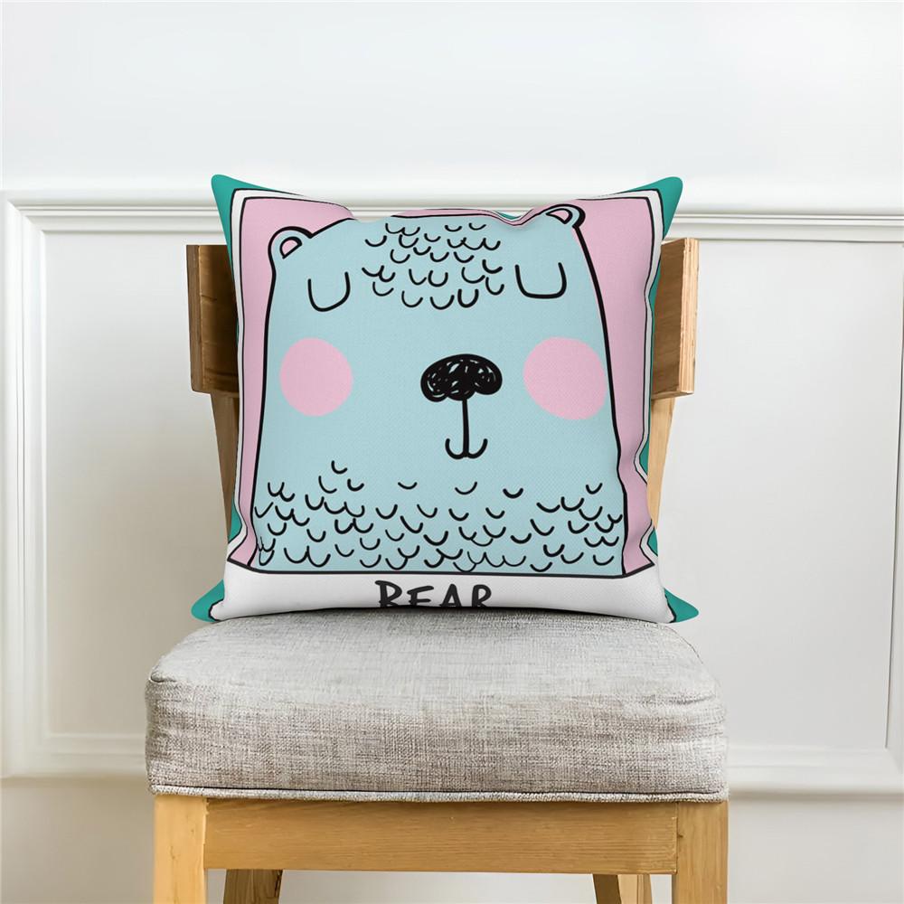 White Throw Pillow Cover Home Decor Sofa Decorative   Cartoon Animal Cushion