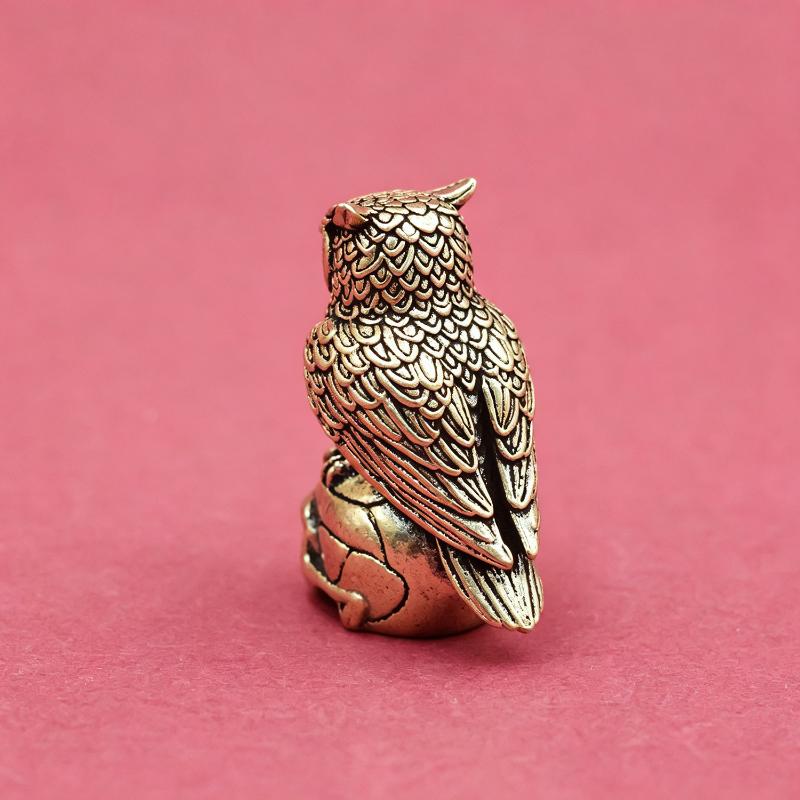 Owl Brass Ornament Handmade Creative Small Craft Unique Gift For Home Desk Boho Luxury Home Decor Figurine