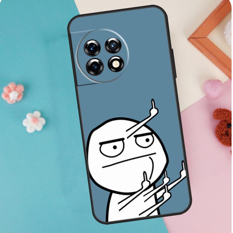 Funny Man Middle Finger Case For OnePlus 13T 10T 8T 10R 12R 13R 15R 11 12 13 15 Nord CE 5 2 3 4 Lite N20 N30 Cover