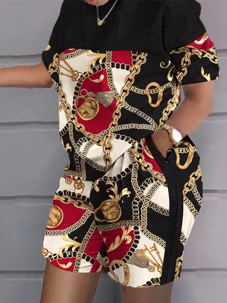 

Новый летний женский комплект из двух предметов с 3D принтом, повседневный комплект одежды, повседневный топ и шорты больших размеров с геометрическим принтом 5XL