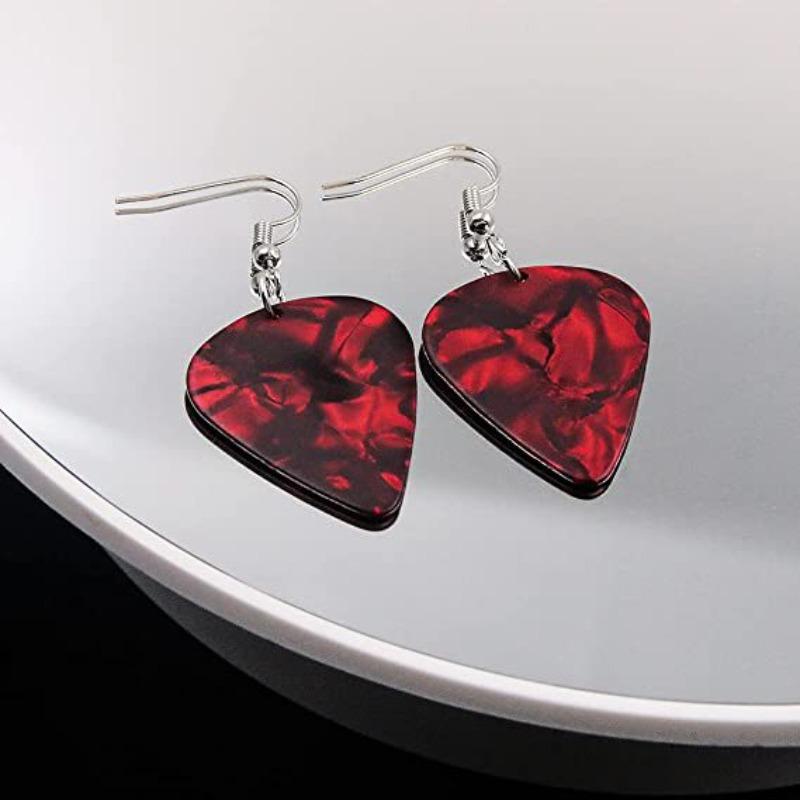 Hellfire Guitar Pick Fashion Red Necklace. Stainless Steel Bead Chain Necklace for Both Men and Women.