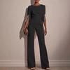 women's Pearl Embellished 3/4 Sleeve Solid Color Slim Fit Straight Leg Jumpsuit Evening Party Romper