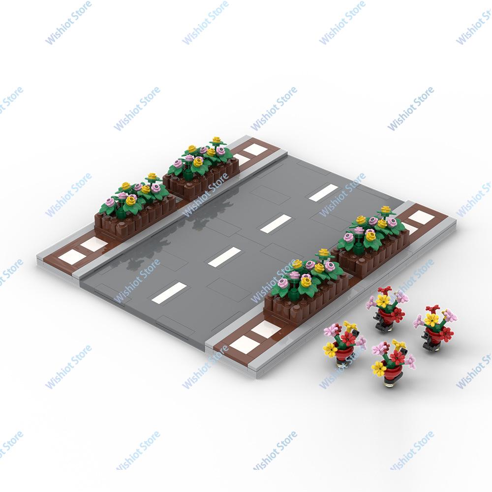 MOC Городская дорога Вид улицы Строительный блок 60304 Т-образная базовая пластина Городская эстакада Модель светофора Игрушка Подарок для детей