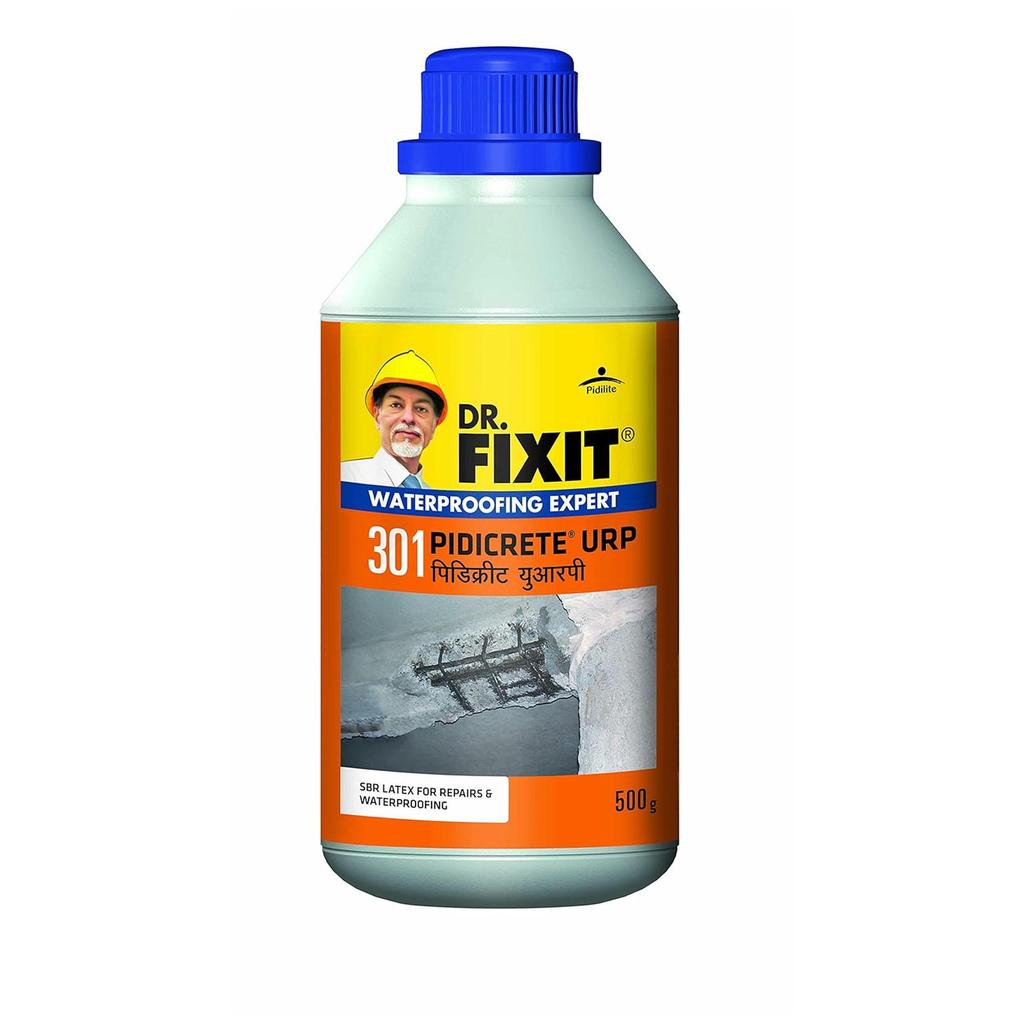 Dr.Fixit 301 SBR Latex Pidicrete URP Bonding Agent For Concrete Repairs Waterproofing Additive 500 gms Grey Liquid