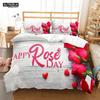 Roupa de Cama Estampada Flor de Amor 3D Conjuntos de Roupa de Cama de Poliéster Cobertores para Crianças Meninos Roupa de Cama para Adolescentes Conjunto de Roupa de Cama Tamanho King