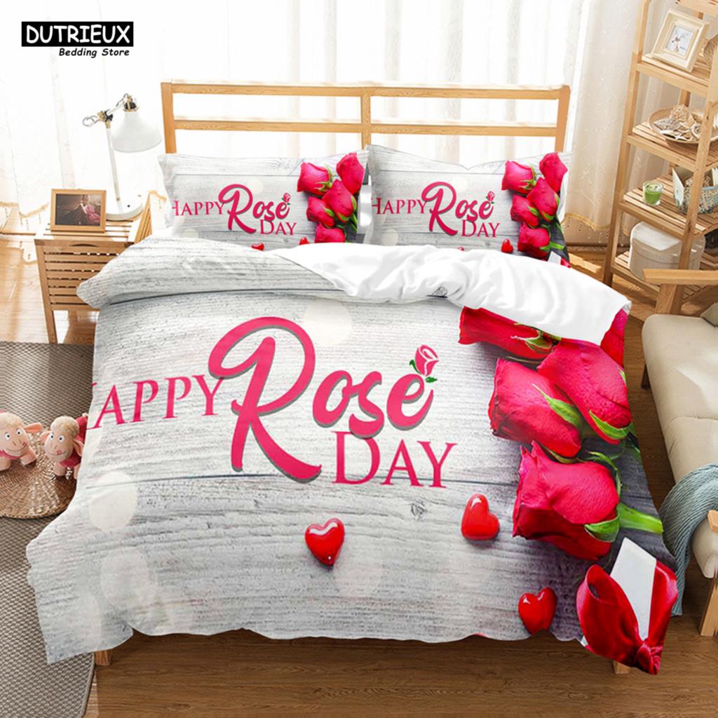 

Comforter 3D Love Flower Bedding Print Polyester Bedding Sets Child Boys Set For Teens King Size Bedding Set Comforter (quilt)-EU Single(135*200cm)3pcs
