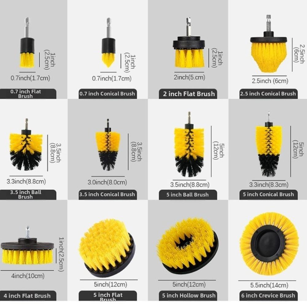 5Pcs Extension Rod Power Scrubber Brush Kit Nylon Bristles Cleaning Brush Attachment Floor Cleaning