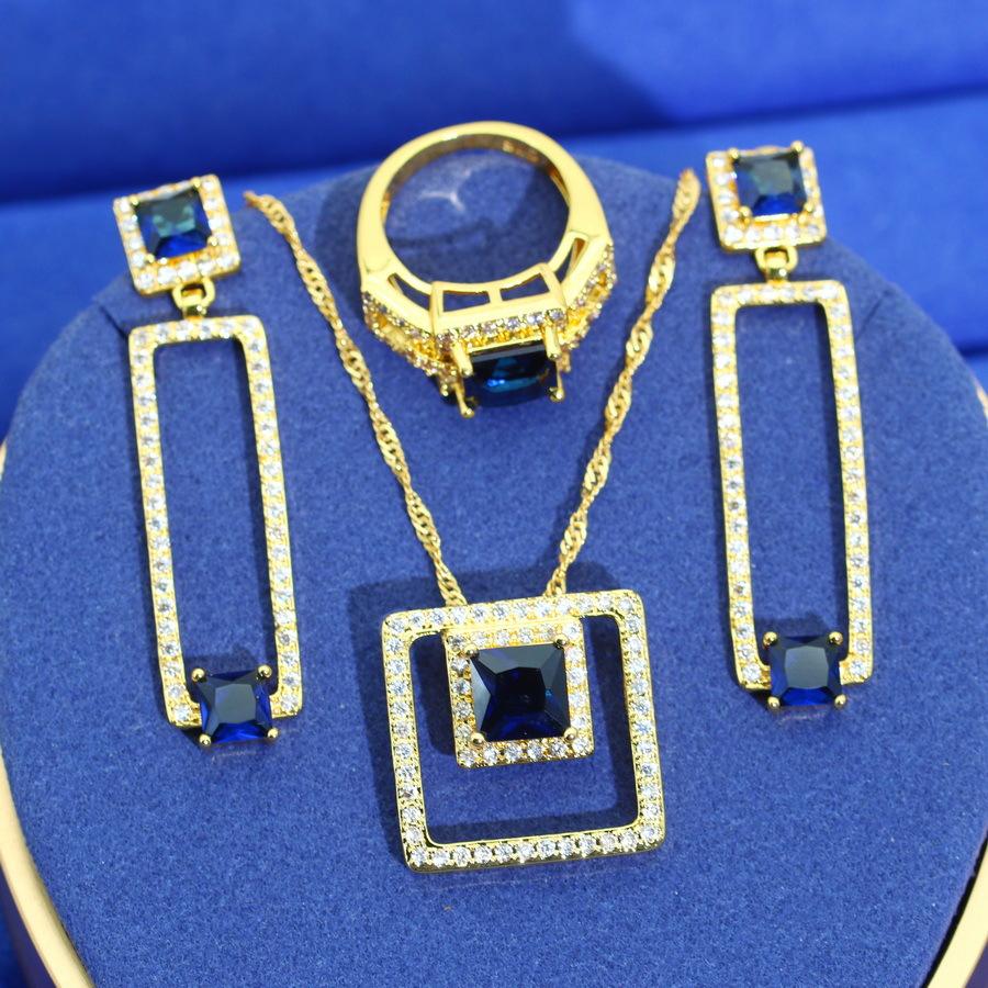 Jewelry European and N Anti Allergic Zircon Necklace Earring Jewelry Set