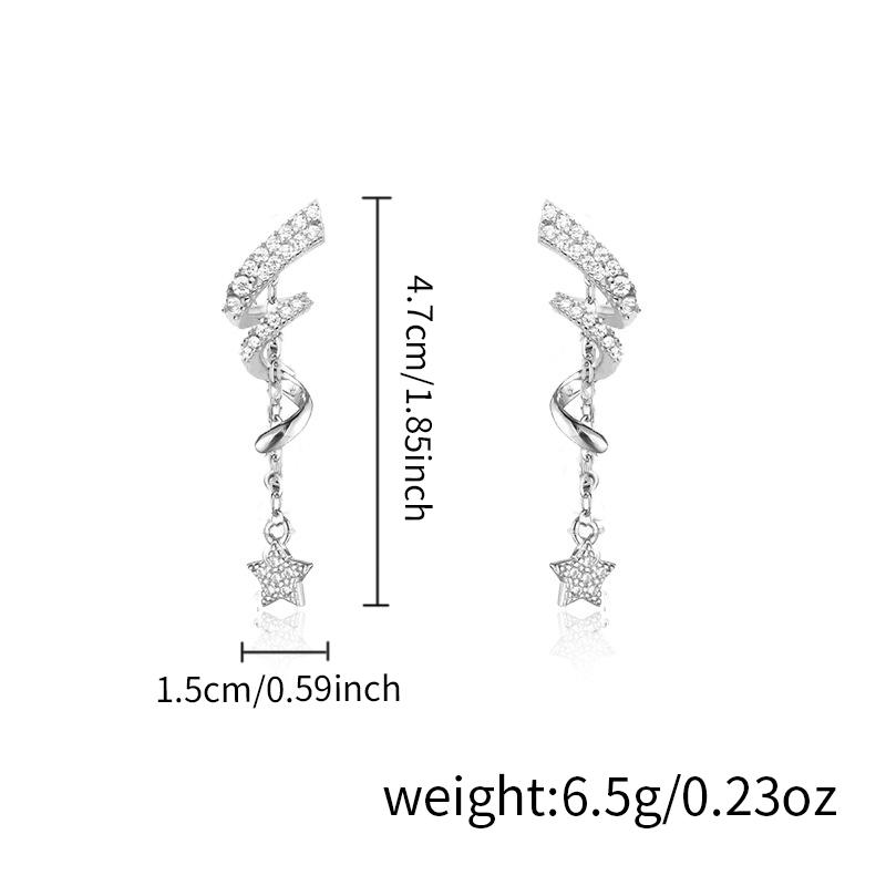 Trend Long Tassel Star Dangle Earrings for Women Light Luxury Spinning Spiral Crystal Snowflake Earrings Christmas Party Jewelry