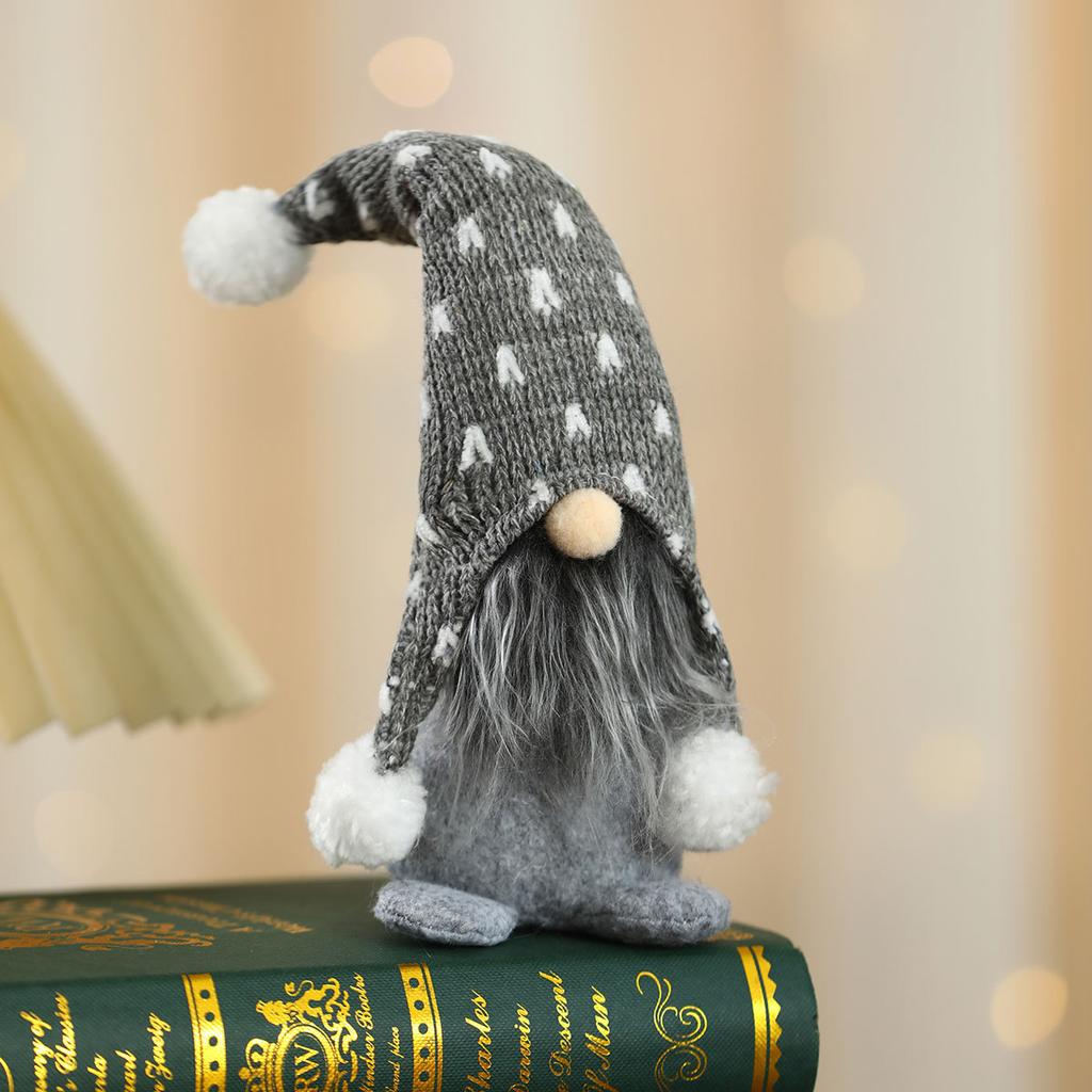 Christmas Polka Dot Knitted Hat Sitting Figure Decoration Home Hotel Window Decoration Gift