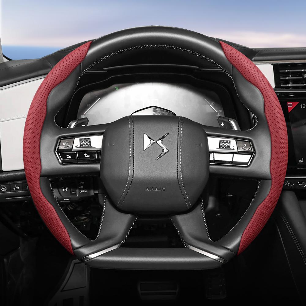 bpzsw1 Suitable for Ds Breathable Hole Leather Steering Wheel Cover Segmented Quick Release Design Non-Slip Durable 3 4 5 6 7 9 Crossback E-Tense