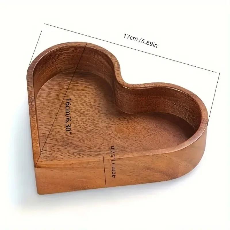Creative Heart Shape Dessert Storage Box Solid Wood Candy Tray Natural Walnut Serving Platter Stackable Nut Bowl  for Snacks