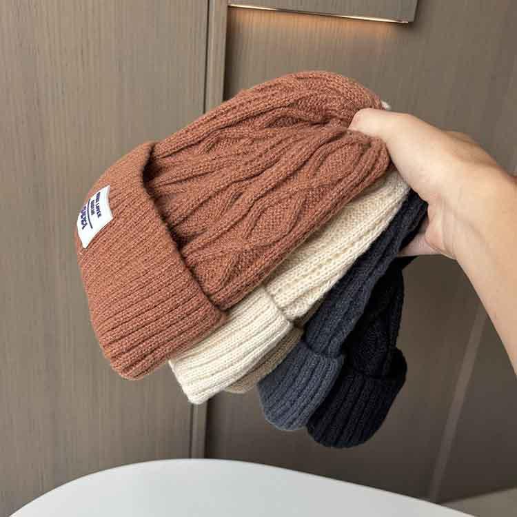 Winter Wool Hat Women's Fleece Thickened Warm Knitted Hat Big Head Circumference Ear Protection Hat Cold Hat