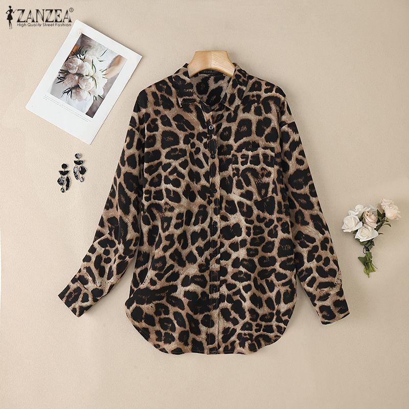ZANZEA Womens Casual Turn Down Collar Long Sleeve Blouse Shirts