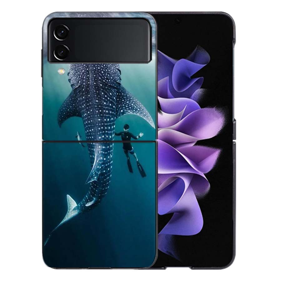 

Ocean Whale Shark Swimming Coque For Samsung Z Flip7 6 Galaxy Case Shockproof Z Flip5 Z Flip3 4 5G Hard Cover Phone TPU PC Hard Galaxy Z Flip