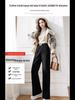 Women's 2024 High-Waist Velvet Drape Wide-Leg Pants: Slim, Loose, Thick, and Casual for Winter.
