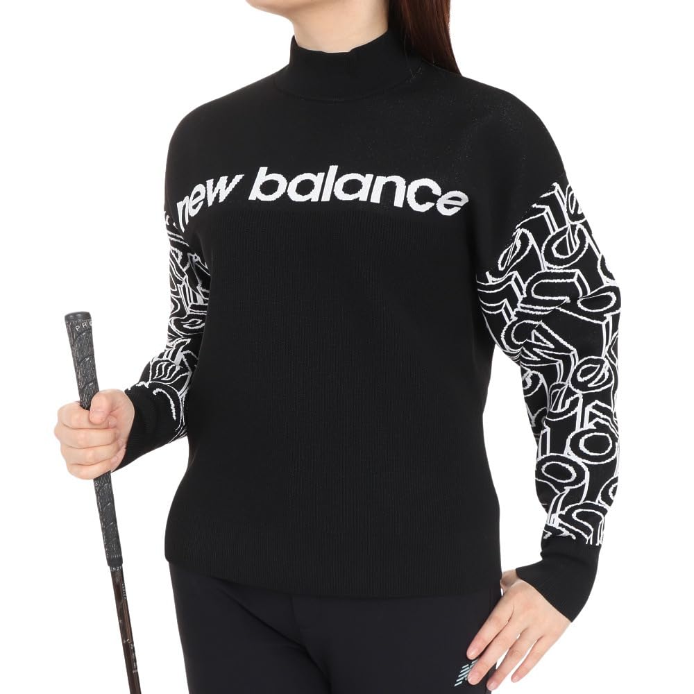 New Balance Golf Mock Neck Sweater 0 Women's (Geometric Sleeves, Stretch) / 012-3270502 010_Black [S]