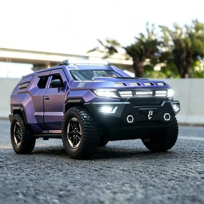 1:24 Vengeance Alloy Explosion Proof Vehicle Model Metal Police Armored Off-road Vehicle Car Model Sound and Light Kids Toy Gift