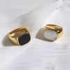 eManco Gold White Square Stainless Steel Ring for Women