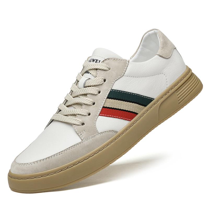 

Легкая мужская повседневная обувь из натуральной кожи на шнуровке, обувь для скейтборда, мужская модная обувь высокого качества для вождения, минималистичная школьная обувь 45 белый