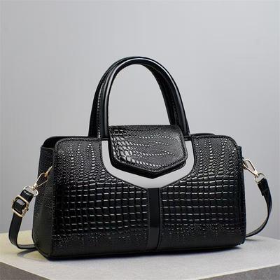 Sac à main Sac Grande capacité Bandoulière unique Grand sac Sac pour femme de Taizhou Motif crocodile Cuir brillant Sac platine