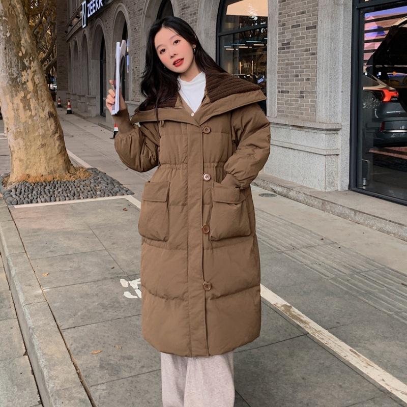

Женское зимнее пальто средней длины нового стиля в корейском стиле, свободного кроя, утолщенное, студенческое хлопковое пальто, хлопковая куртка L
