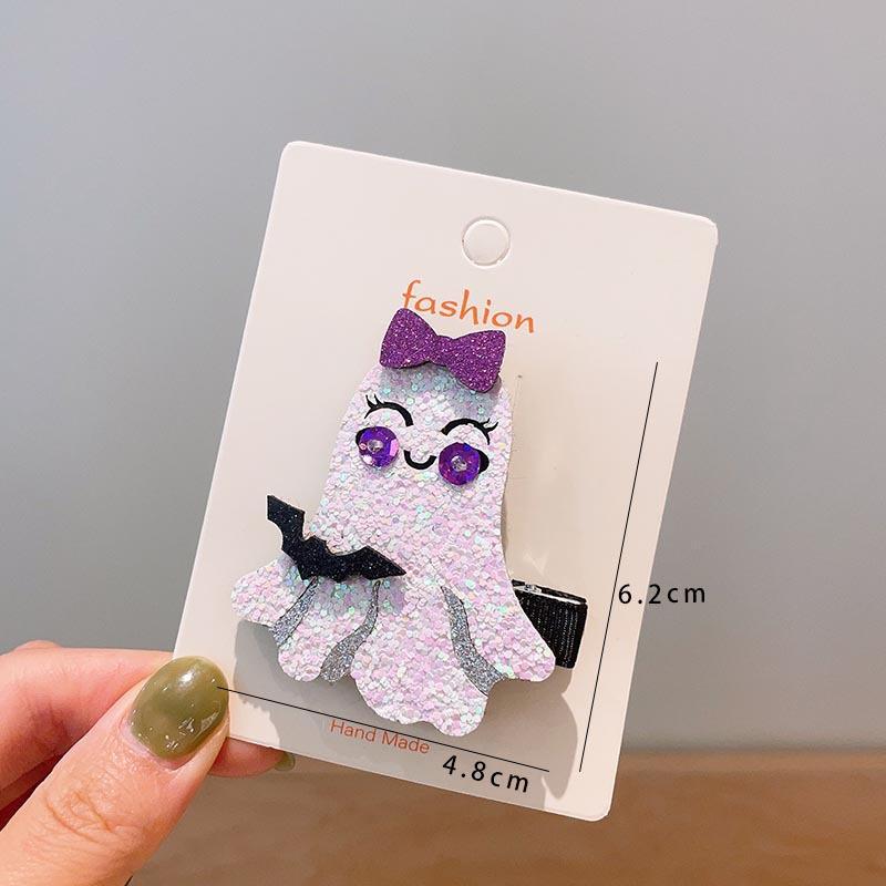 Halloween Children's Hair Accessories, Pumpkin Ghost, Funny Handmade Hair Clips, Black Bat Bow, Girl Party Hair Clips