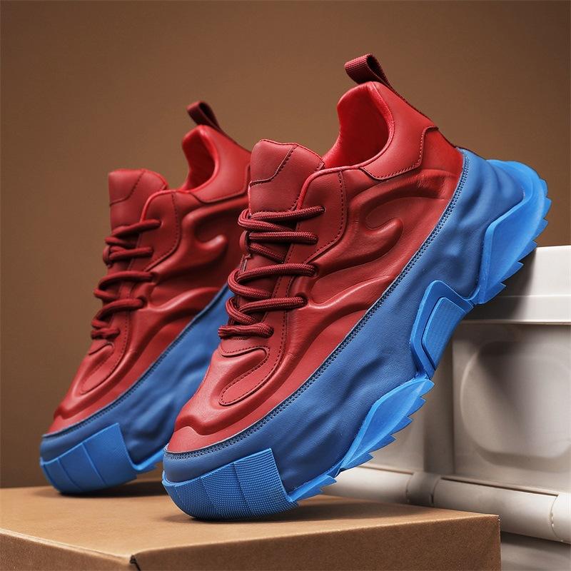 New Men's Sneakers Fashion Trend Color blocked Lace up Thick Bottom Height Increasing Sports Running Shoes Zapatos para hombres