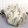Vintage Floral Automatic Folding Umbrella - 8-Rib Durable Iron Frame, Compact Travel Design with Elegant Pink & Green Floral P