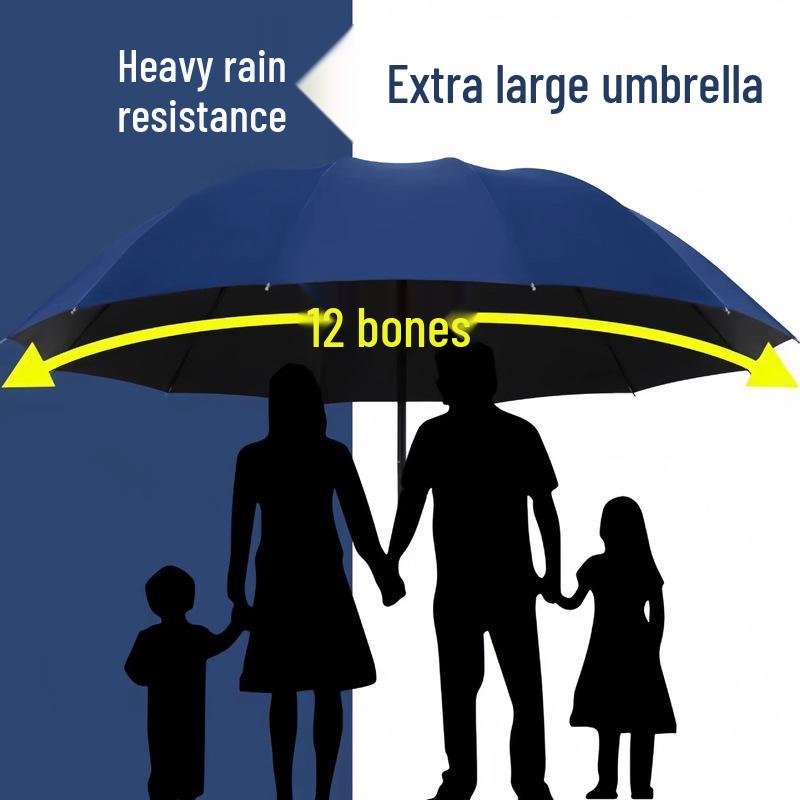 Durable 12-Rib XL Folding Umbrella for Men & Women - UV Protection, Sunshade & Rain Shield