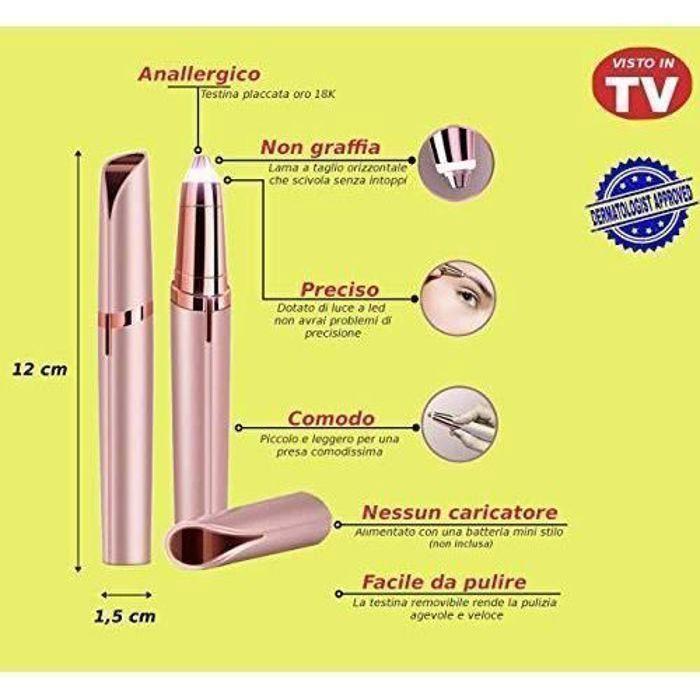 Flawless Brows Épilateur sourcils pour femme, rasoir électrique poils duvet visage, sans douleur
