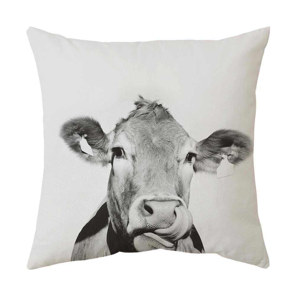 New Style Pillow Black and White Animal Cow Print Pillow Cover Geometric Abstract Sofa Pillow Cover Bedside Cushion