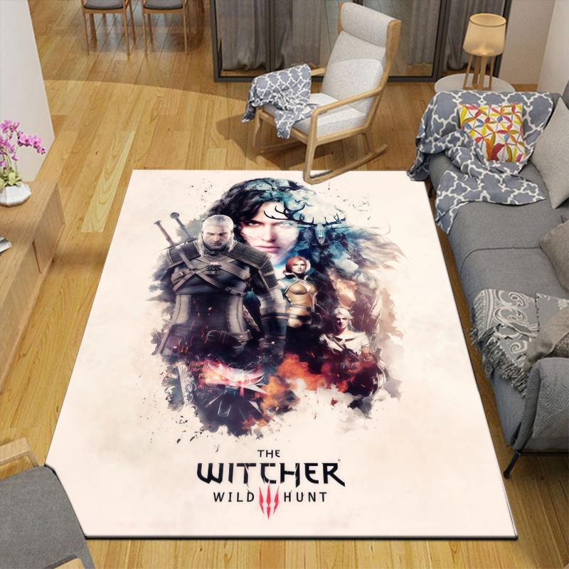 The Witcher Home Sofa Decoration for Living Room & Bedroom, Non‑Slip Play Flannel Floor Mat for Game Room