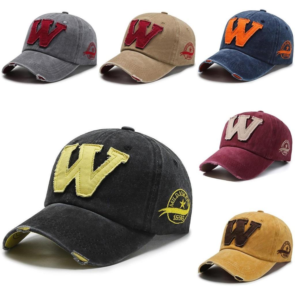 W Letter Baseball Cap Unisex Denim Outdoor Sun Protection Adjustable Gift Hat