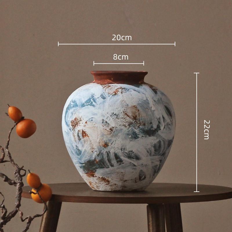 

Coarse Earthenware Pot Flower Vase Flower Arrangement Accessories Retro Chinese Ceramic Vase Flowerpot Home Decoration
