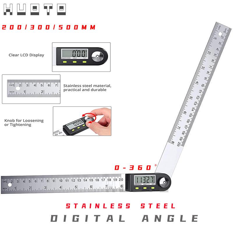 HUOTO Digitaler Winkelmesser: 360°-Lineal aus Edelstahl für die Holzbearbeitung