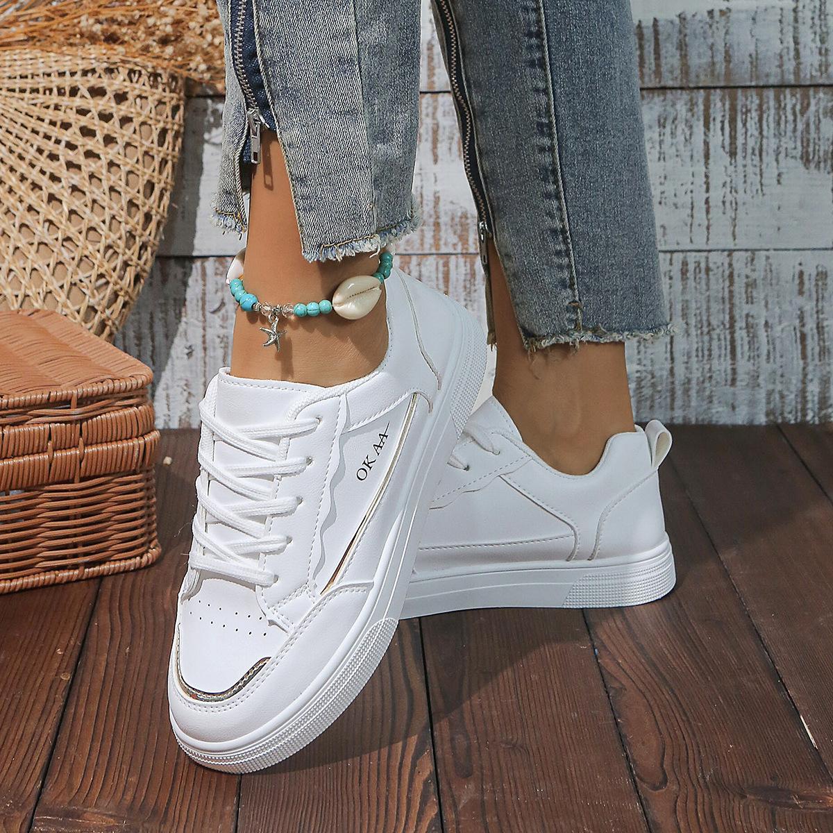 

Платформенные белые туфли женские осенние новые модели легко сочетаются, одинарные туфли с кожаным верхом, маффины, маленькие кеды, кроссовки на шнуровке 42 золотой